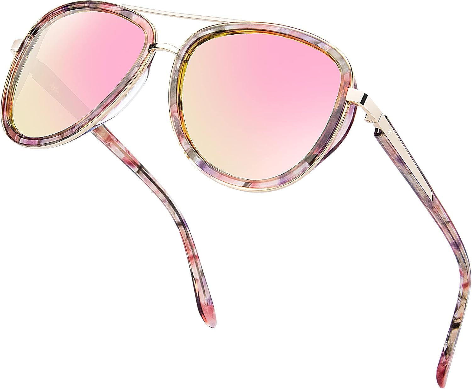 Detalle de Bircen BC2001 Polarized Retro Mirrored Sunglasses for Women with Acetate Frame