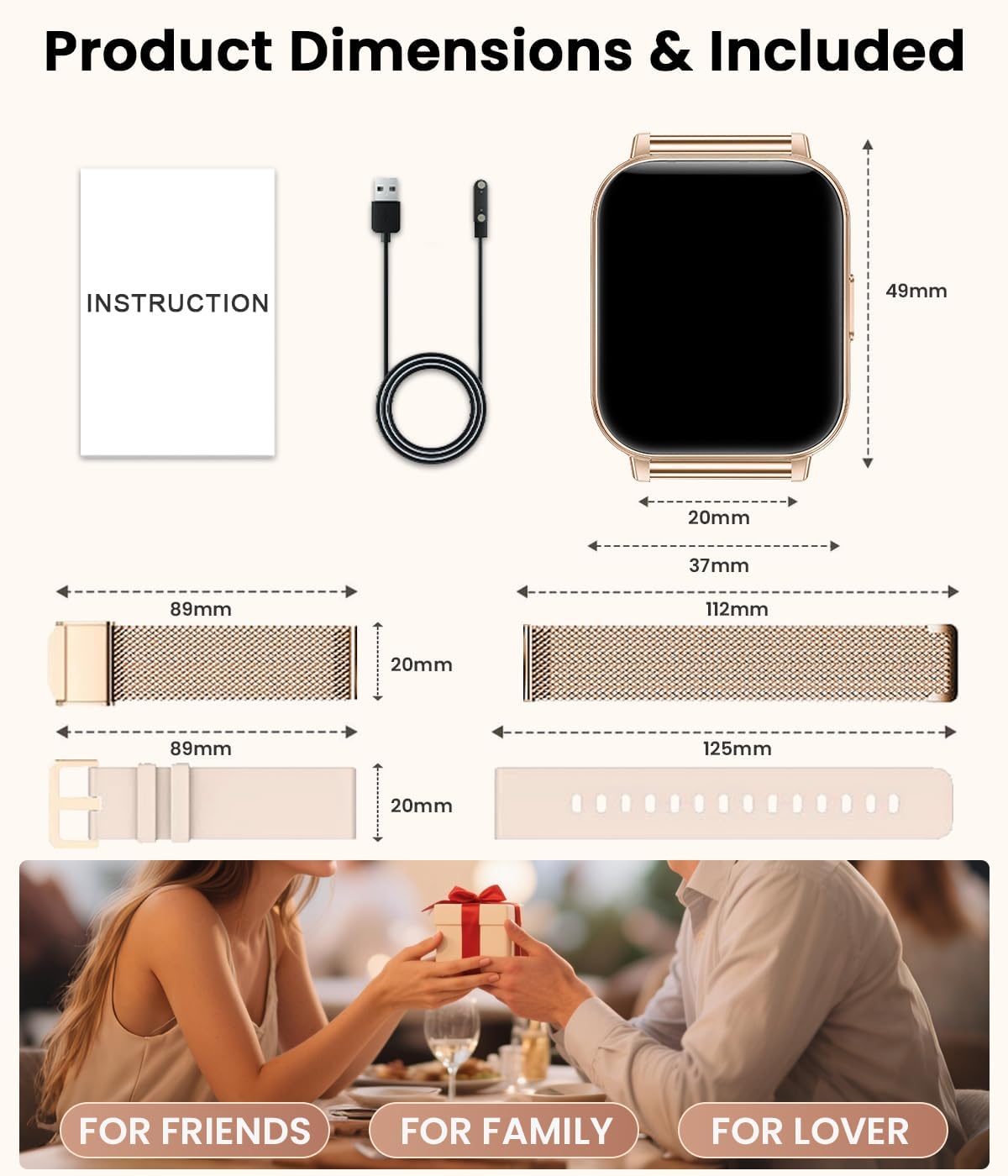 Thumbnail 6 de Fitoncloud Smart Watches (1000mAh Large Battery) – 1.83" HD, 100+ Sports Modes, Rose Gold