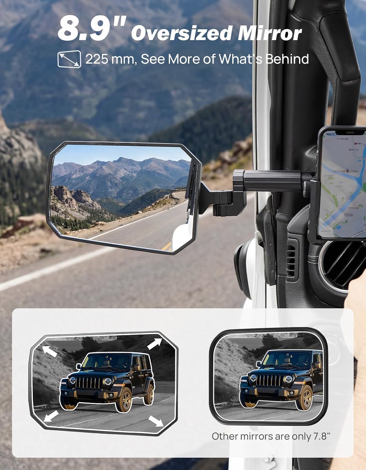Detalle 2 de JOYTUTUS Mirrors Doors Off for 2018-2023 Wrangler