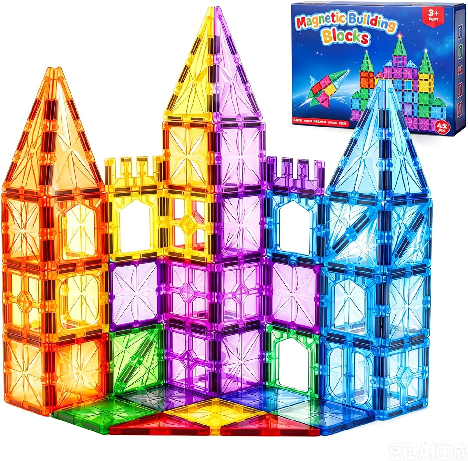 Detalle de WOOBLO Magnetische Bausteine (42 Teile) – Magnetspiel für Kinder ab 3 Jahren