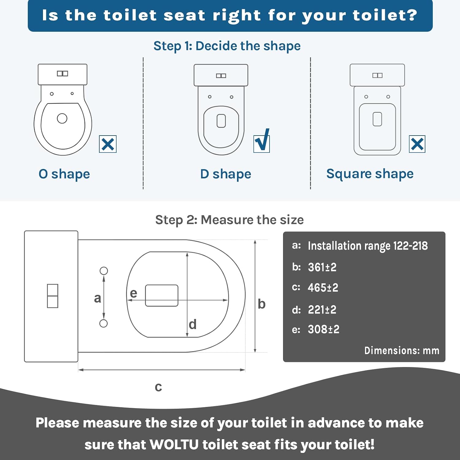 Detalle de WOLTU D Shape Toilet Seat with Soft Close and Quick Release – White