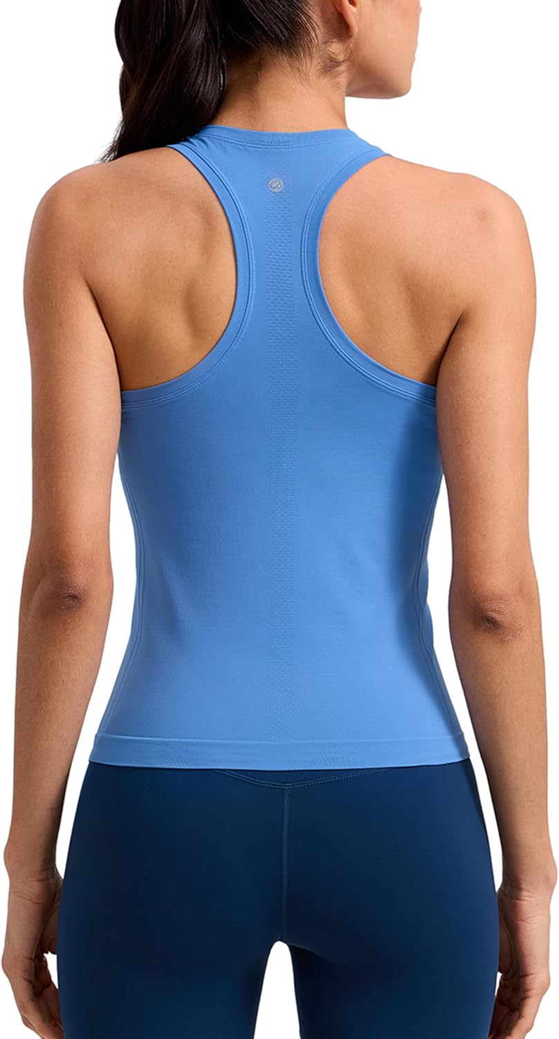 Detalle 2 de CRZ YOGA débardeur sans couture pour femmes à dos nageur et col haut d’entraînement