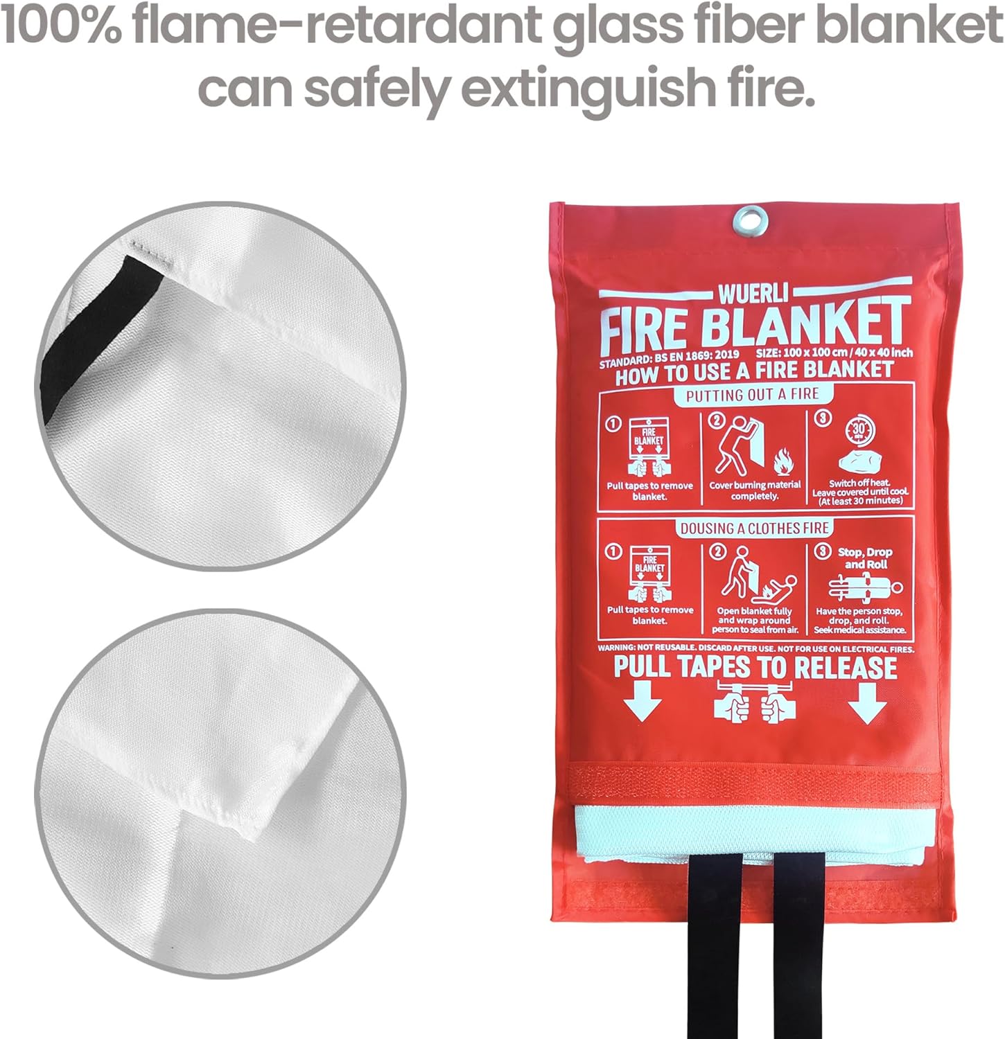 Thumbnail 4 de WUERLI Fire Blanket 40" x 40" 4-Pack 🧯