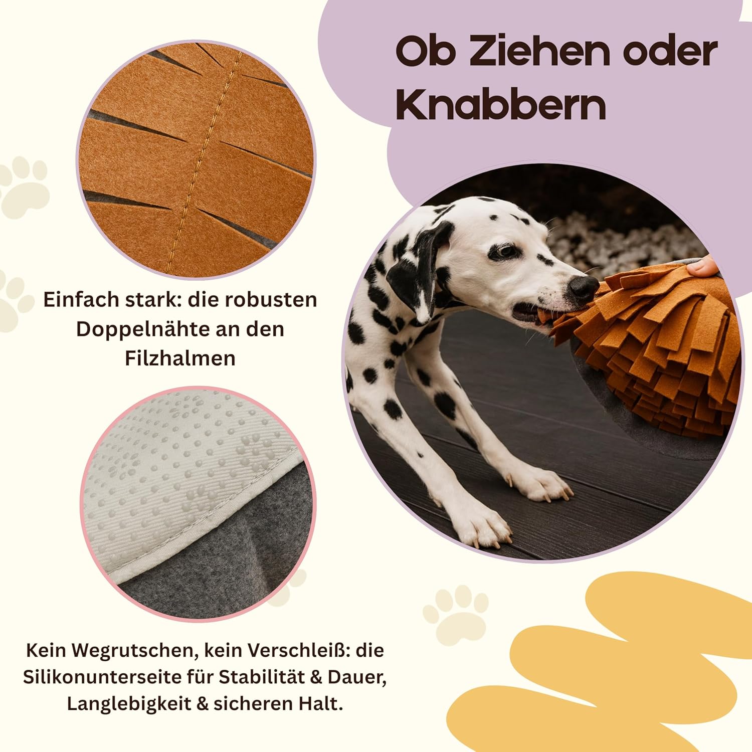 Detalle 2 de Schnüffelteppich Hund – 2-in-1 Set mit Leckerli-Beutel, rutschfest & waschbar