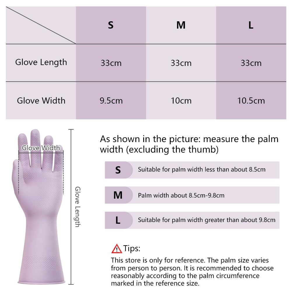 Detalle de AUAUY herbruikbare huishoudhandschoenen, 3 paar latex, antislip, maat L