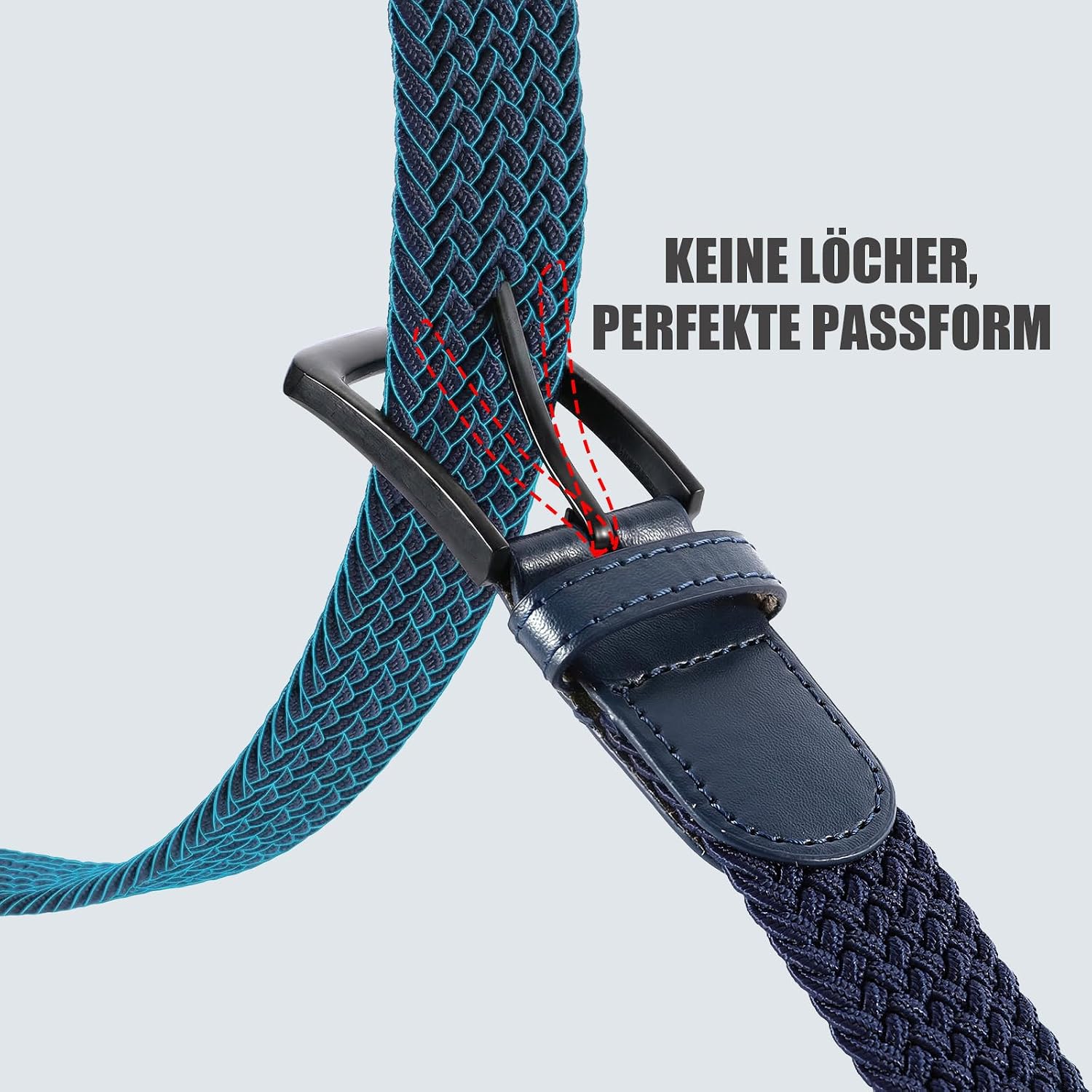 Detalle de VONMELLI Herren Elastischer Gewebter Golfgürtel – Geflochtenes Webmuster, 31–46 Zoll, mit Alloy-Schnalle