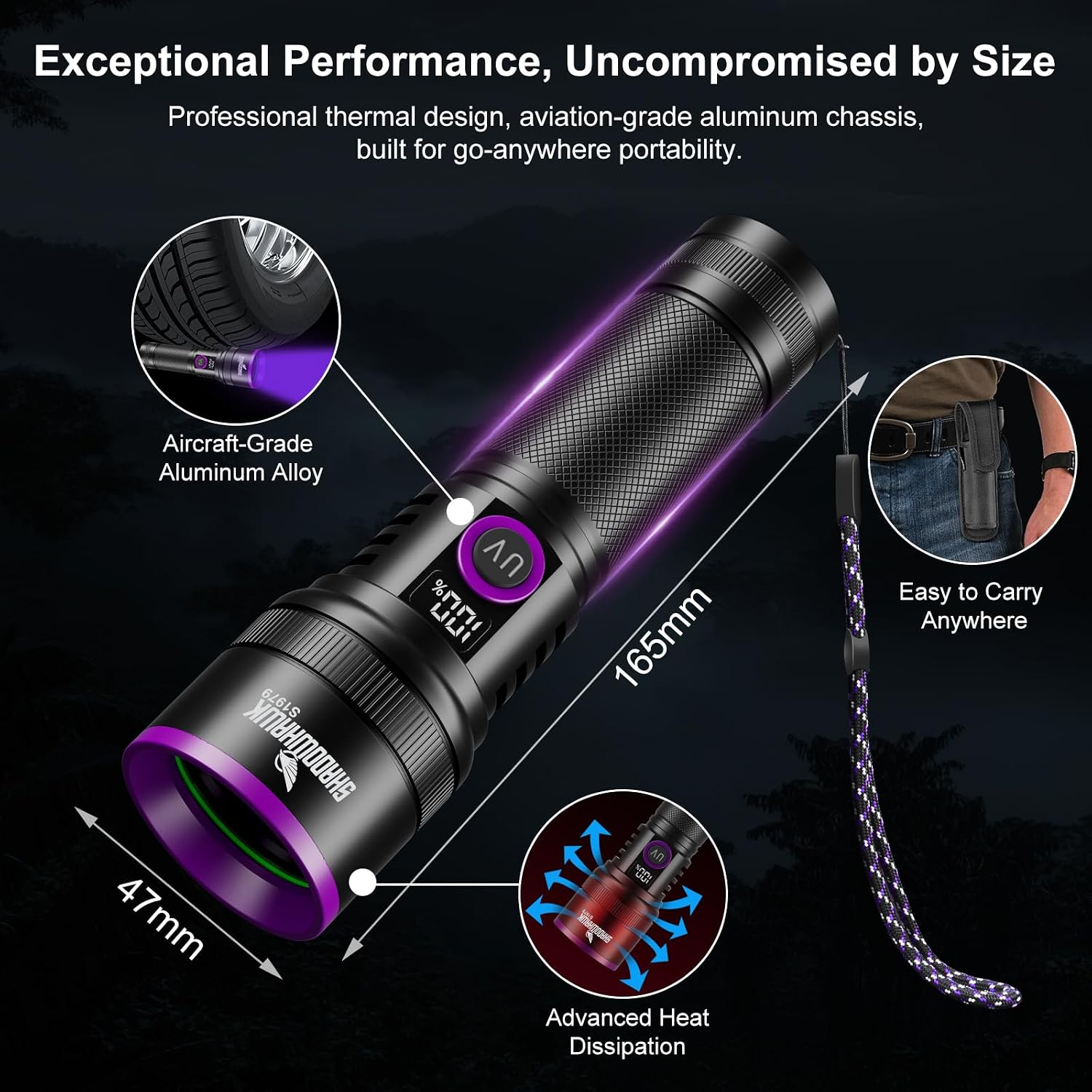 Thumbnail 6 de Shadowhawk 365nm UV Torch 30W rechargeable ๐ฆ