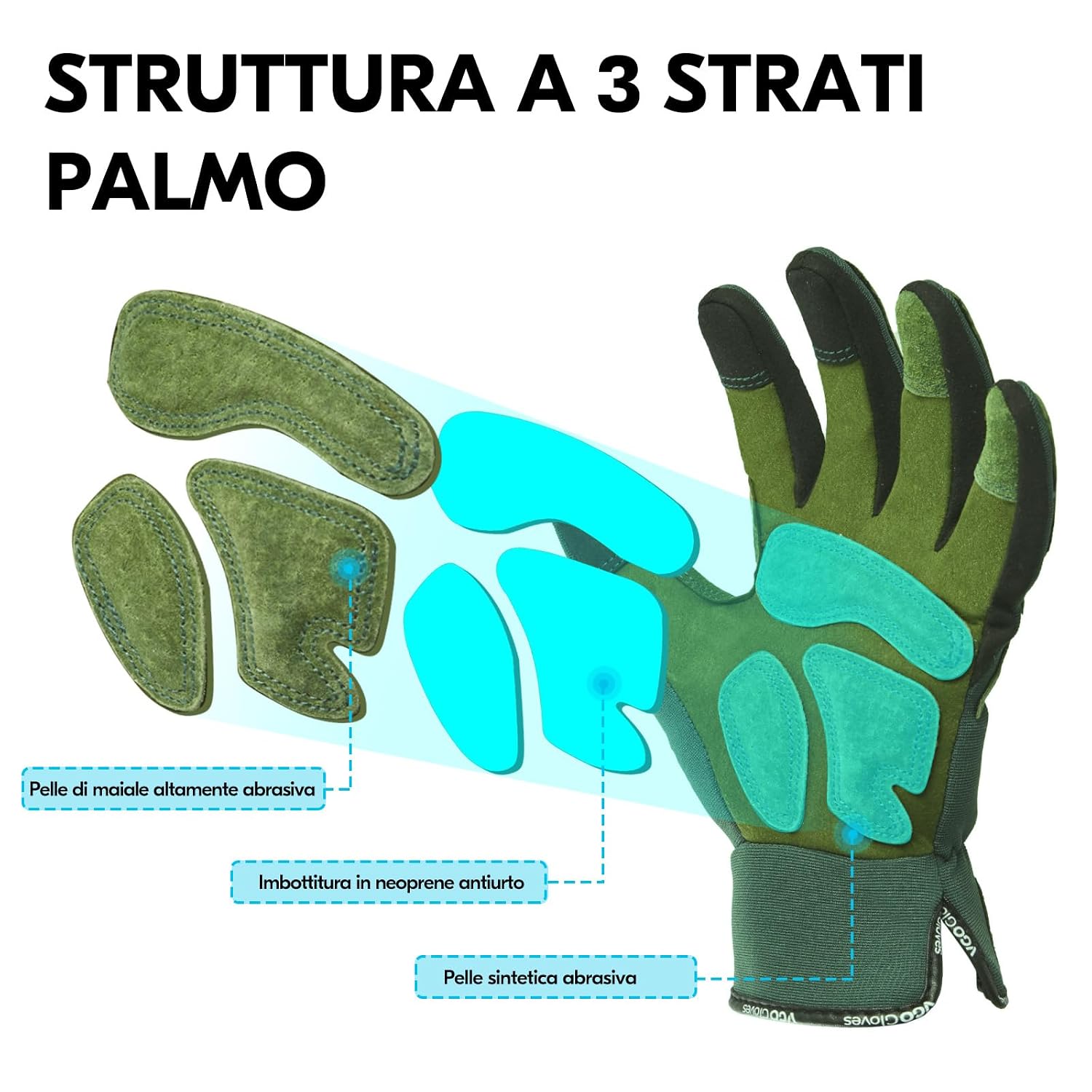 Thumbnail 1 de Vgo... Guanti da giardinaggio donna antiperforazione antispina con touchscreen (L, verde) SL7471
