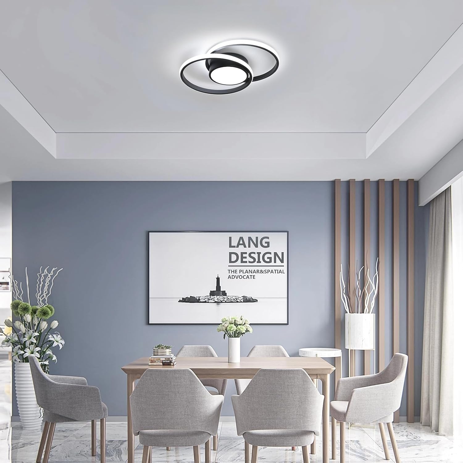 Detalle 2 de Comely Comely1904137, czarny plafon LED 40 cm, 40 W, 4500 lm, z pilotem
