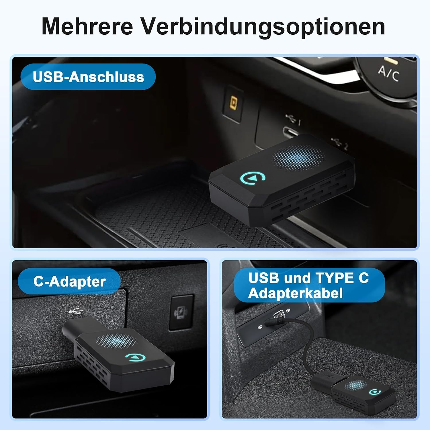 Thumbnail 4 de CAENEEDER Wireless Carplay Adapter (Blue) – Convert Wired CarPlay to Wireless for 2016+ Vehicles