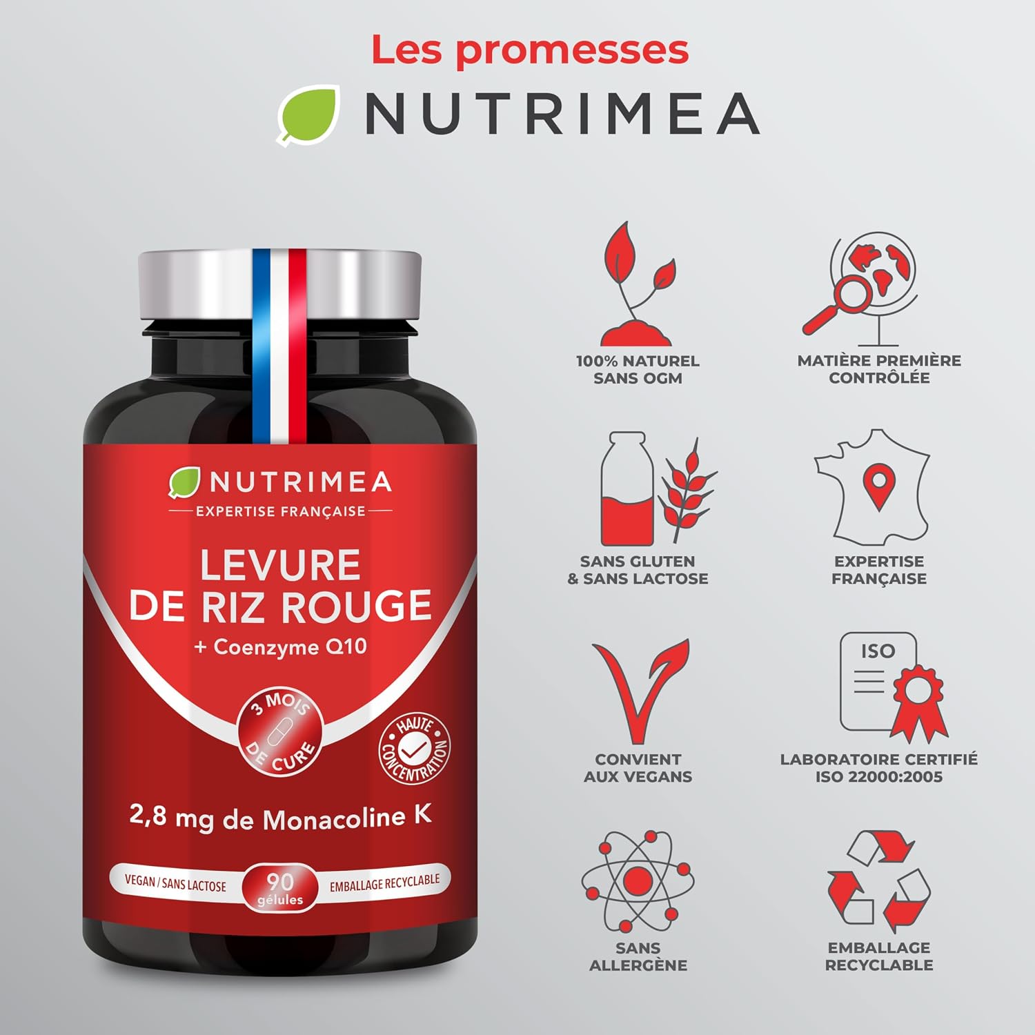 Thumbnail 6 de Nutrimea Levure de Riz Rouge à Monacoline K (175 mg) – 90 gélules vegan gastro-résistantes
