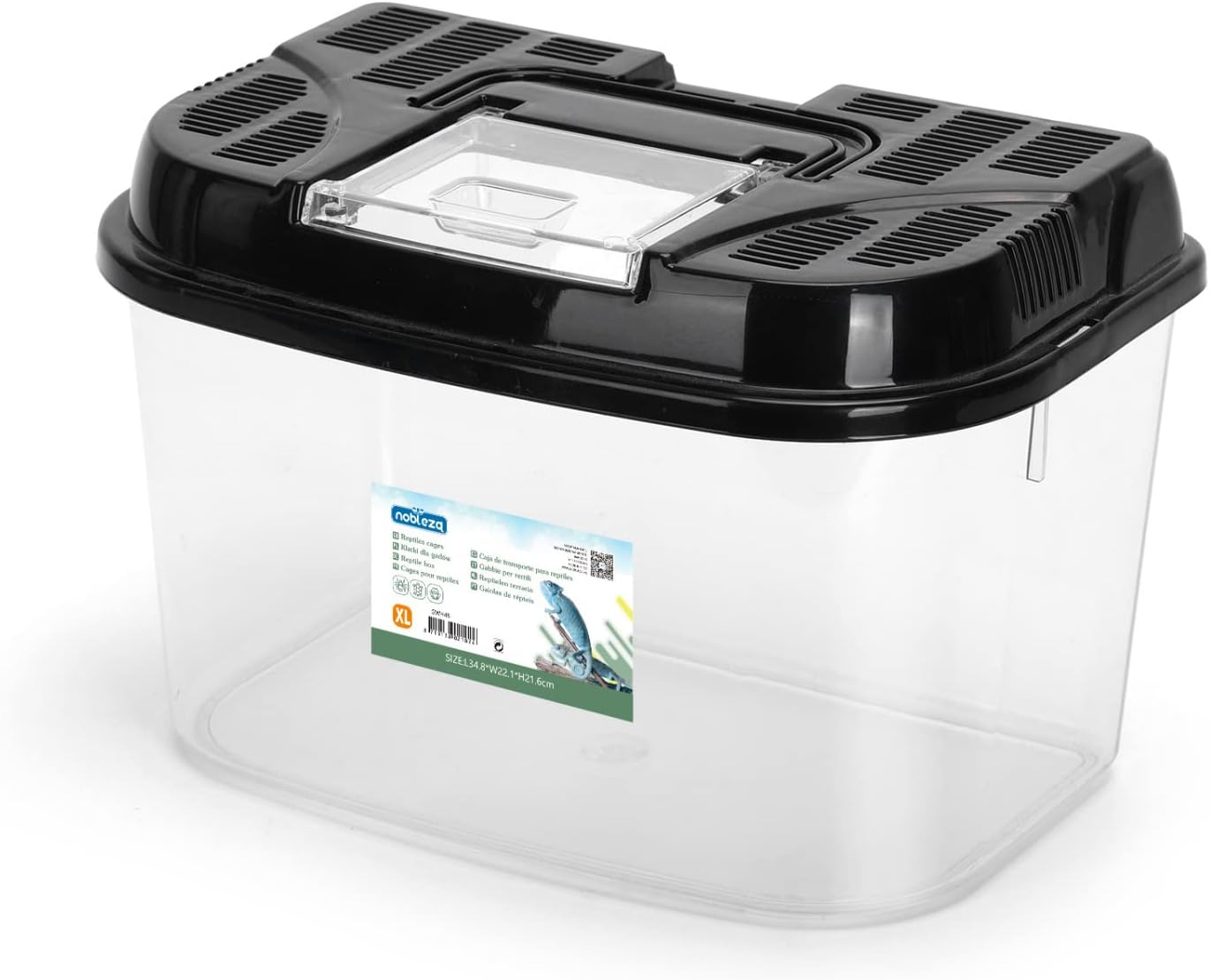 Detalle de Nobleza Terrario di Plastica per Rettili – L28×P18×A18 cm, trasparente con coperchio ventilato e manico