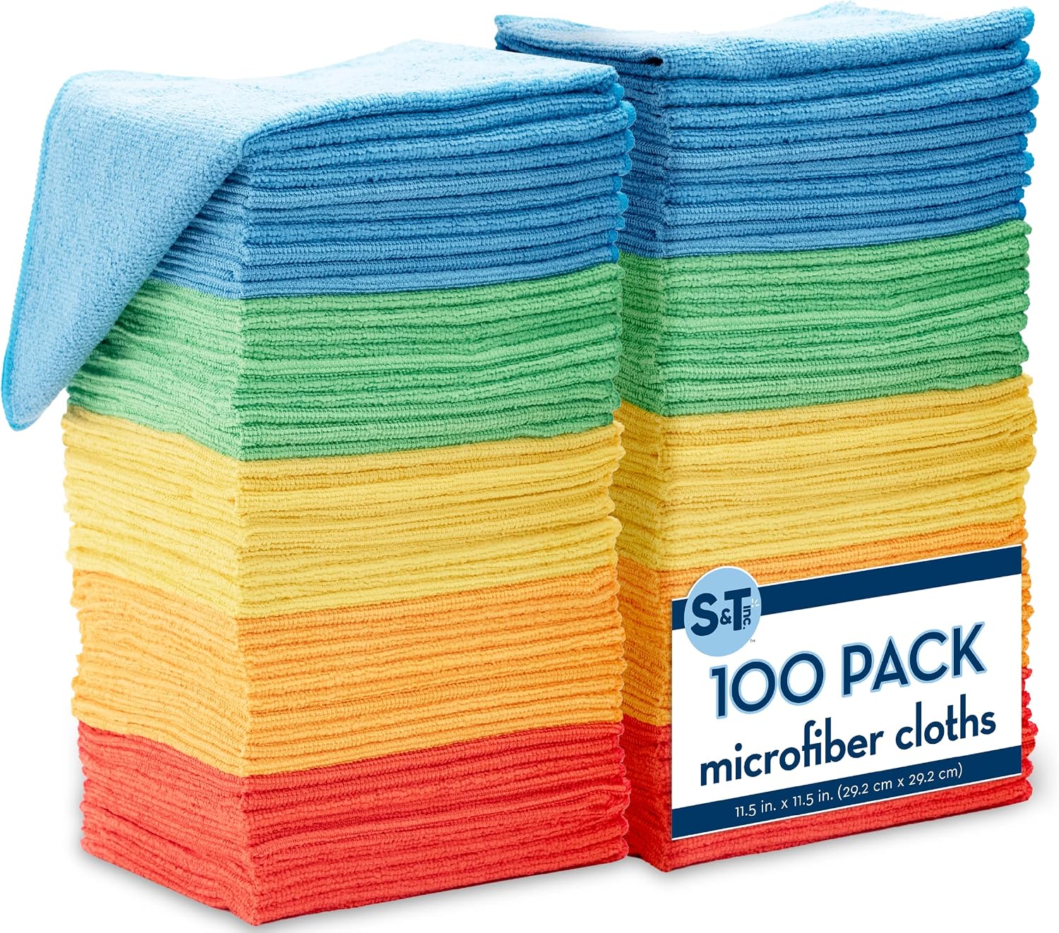 Detalle de S&T INC. 100 Pack Microfiber Cleaning Cloth 11.5" 🧽