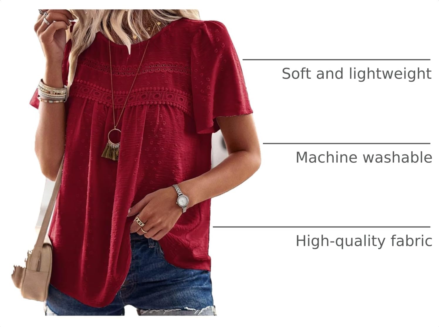 Detalle 2 de Falechay Boho Chic Crochet Lace Top – Lightweight Summer Crewneck Blouse