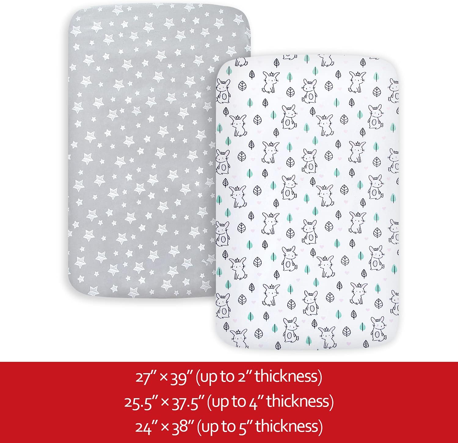 Thumbnail 4 de Moonsea Mini Crib Sheets, 2-Pack Microfiber Playard Fitted Sheets, Stars & Bunny