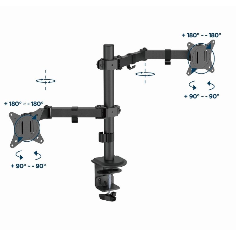 Detalle de Gembird Ma-d2-03: Brazo ajustable para monitor doble, escritorio, 17"–32", negro