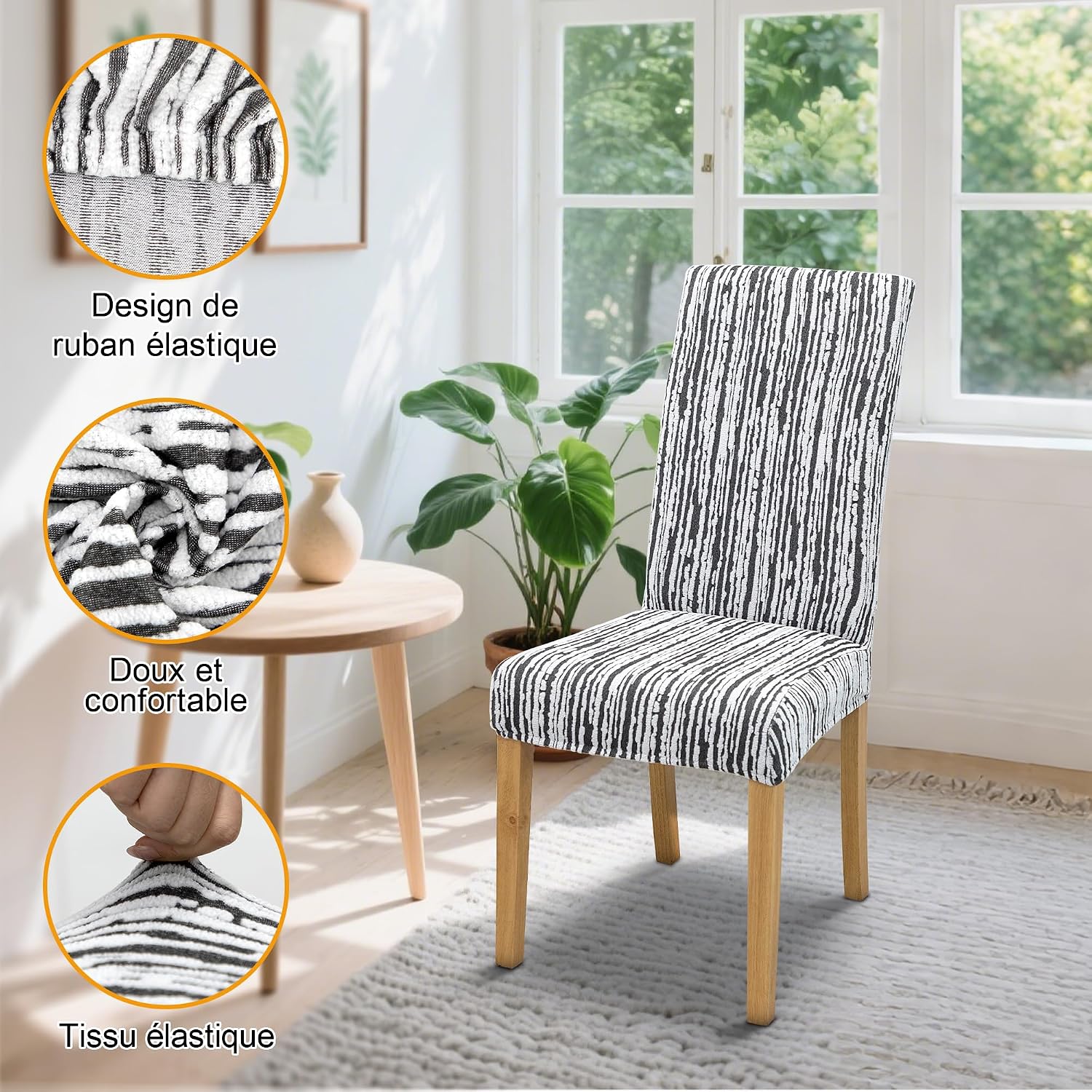 Thumbnail 3 de Housse de Chaise Extensible – Lot de 6, Protection et Rafraîchissement pour Salle à Manger