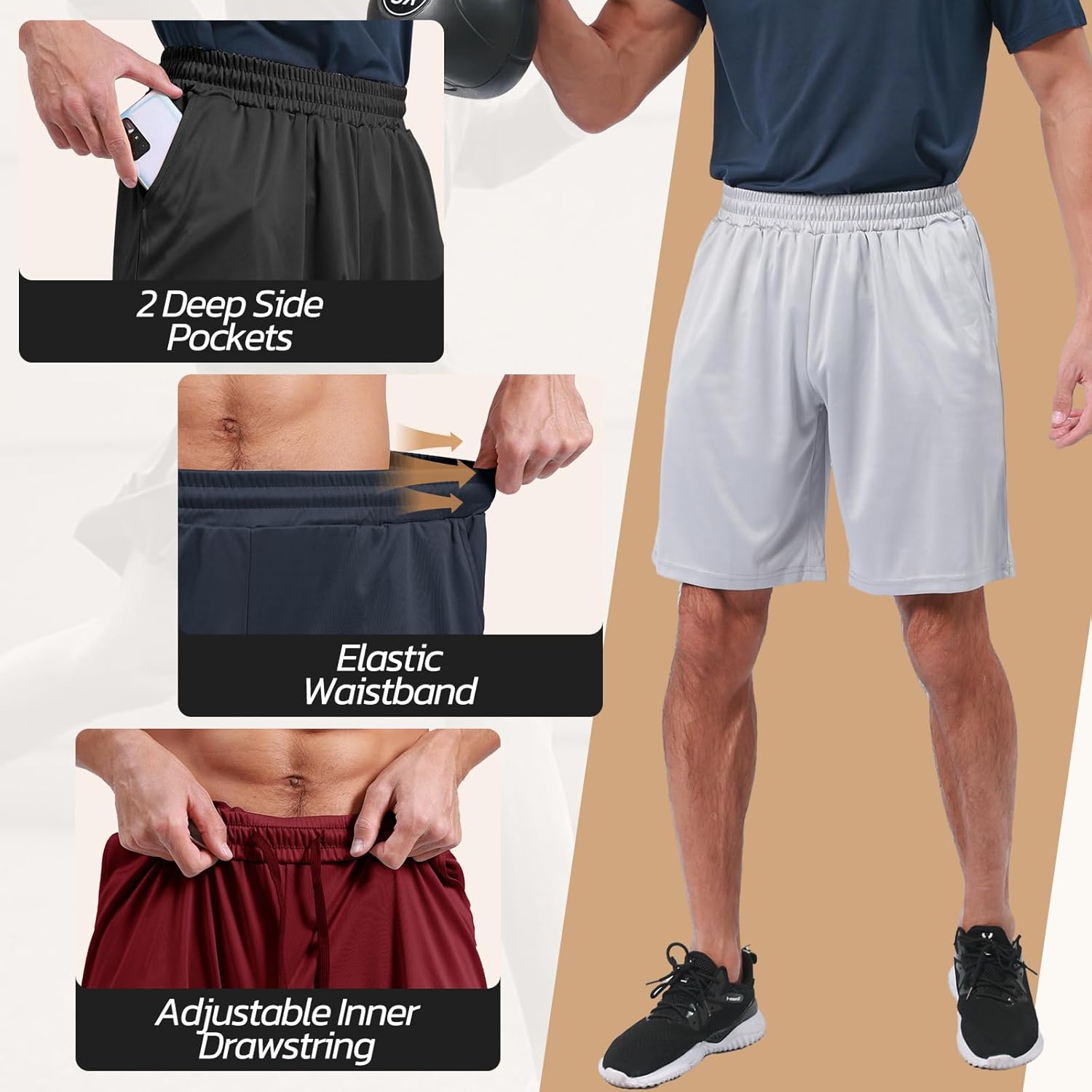 Thumbnail 1 de 3 Pack Gym Basketball Mens Shorts 3XL athletic shorts