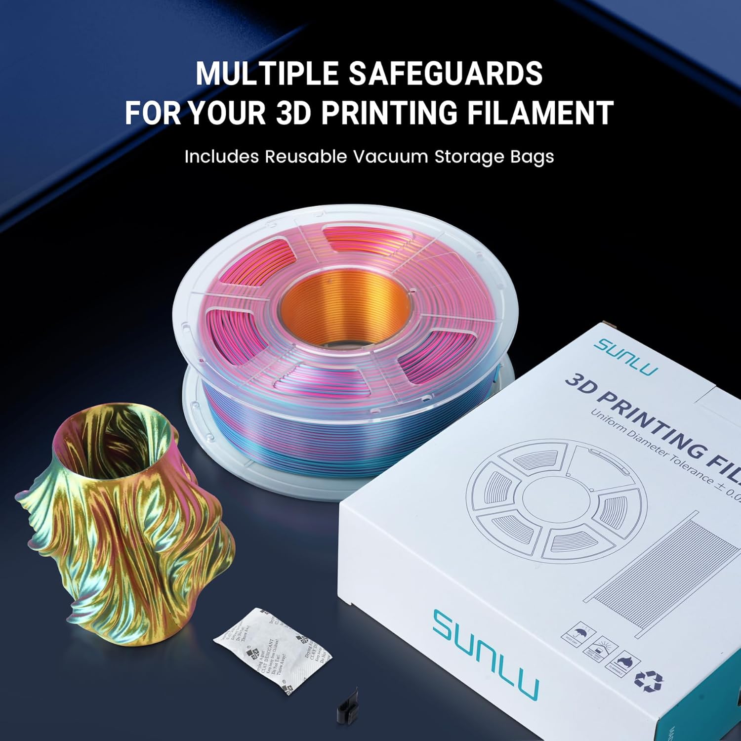 Thumbnail 6 de SUNLU Silk Triple Color PLA Plus Filament - 1.75mm, 1kg Spool