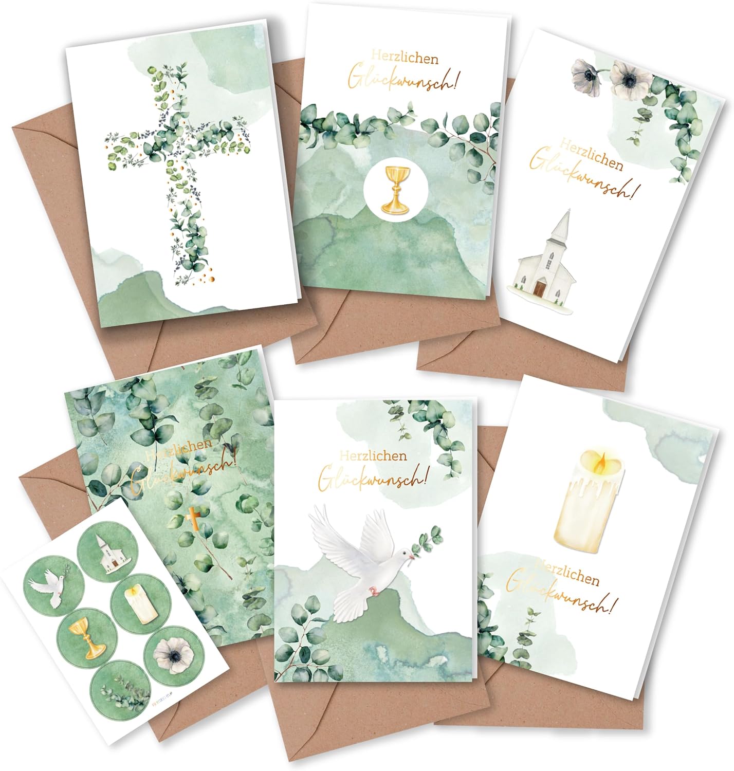 Papierdrachen Glückwunschkarten Set 6 DIN A6