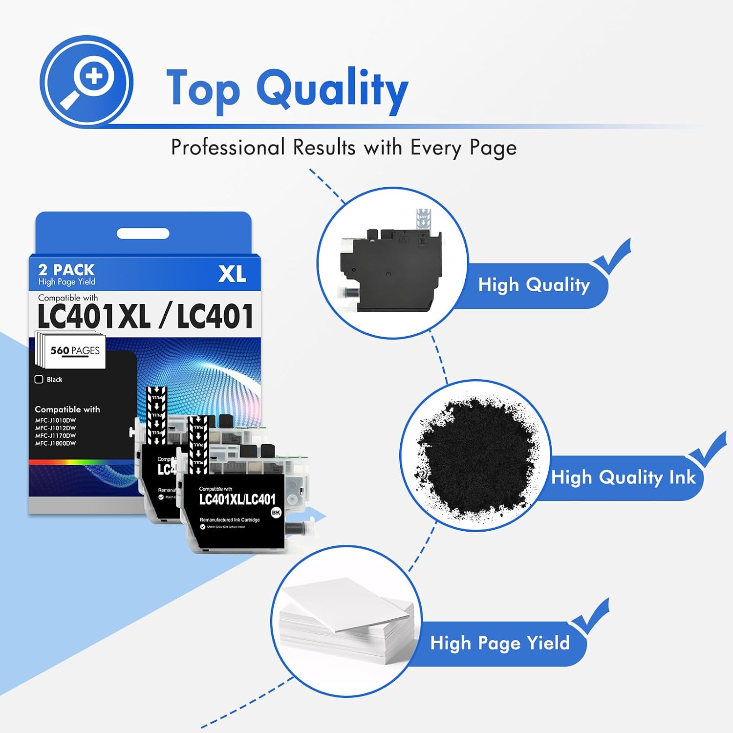 Thumbnail 6 de Toner Bank LC401XL LC401 Black Ink Cartridges, High-Yield 2-Pack