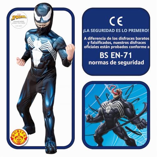 Detalle 2 de Rubies Disfraz Venom Deluxe infantil, mono acolchado y máscara oficial Marvel