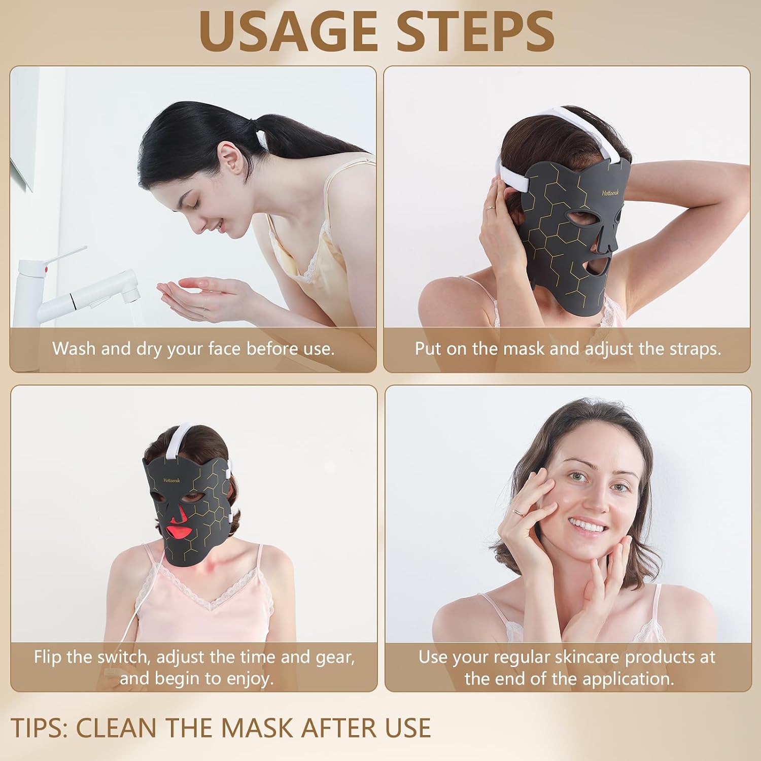 Detalle 2 de LED Maske Gesicht 222 Chips 660nm/850nm đ