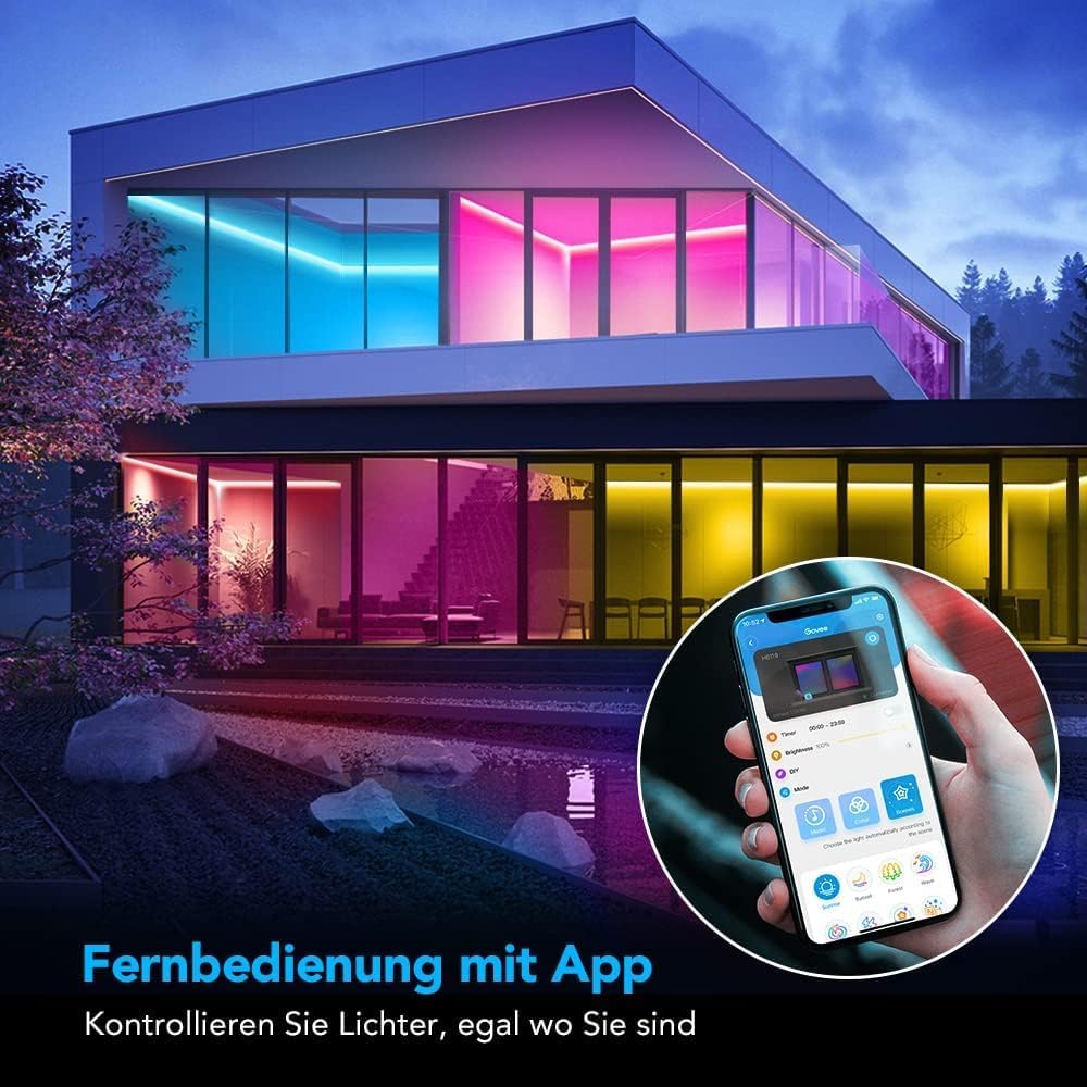 Detalle de Govee WiFi LED Strip 5 m (Smart RGB) – App-Steuerung, Musik-Sync und Sprachsteuerung mit Alexa & Google Assistant