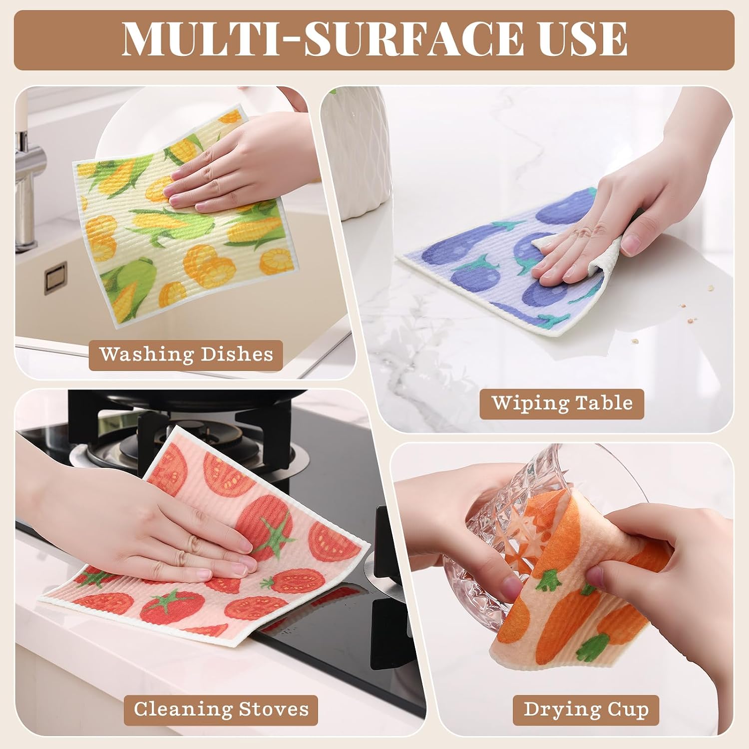 Thumbnail 4 de Homaxy Swedish Dishcloths, 8-Pack
