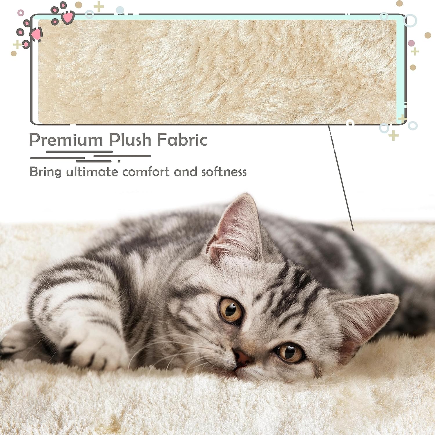 Thumbnail 6 de Yaheetech Multi-Level Cat Tree (96cm) with Large Condo Top Platform, Jangling Bell & Sisal Scratching Posts – Beige