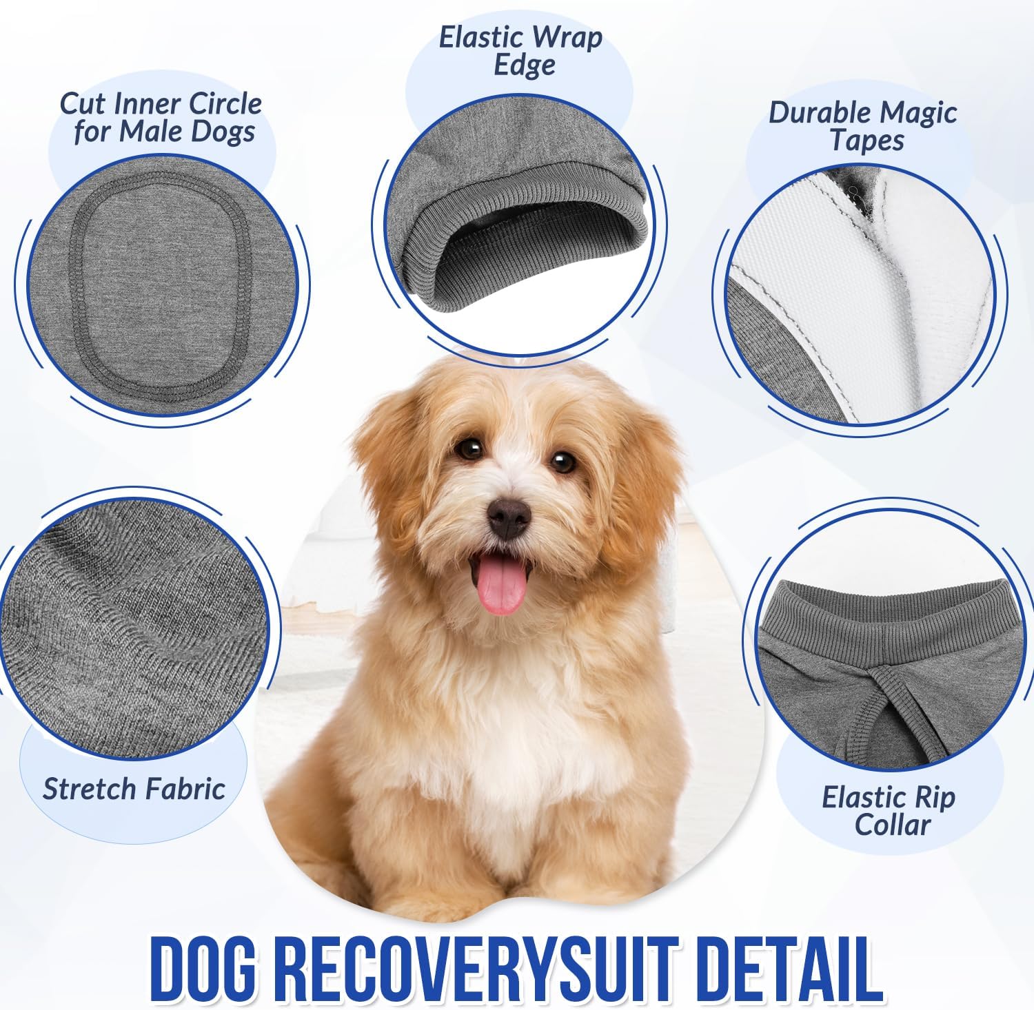 Detalle de Eyein Dog Surgery Recovery Suit XXL — Adjustable, Comfortable Post-Surgery Onesie