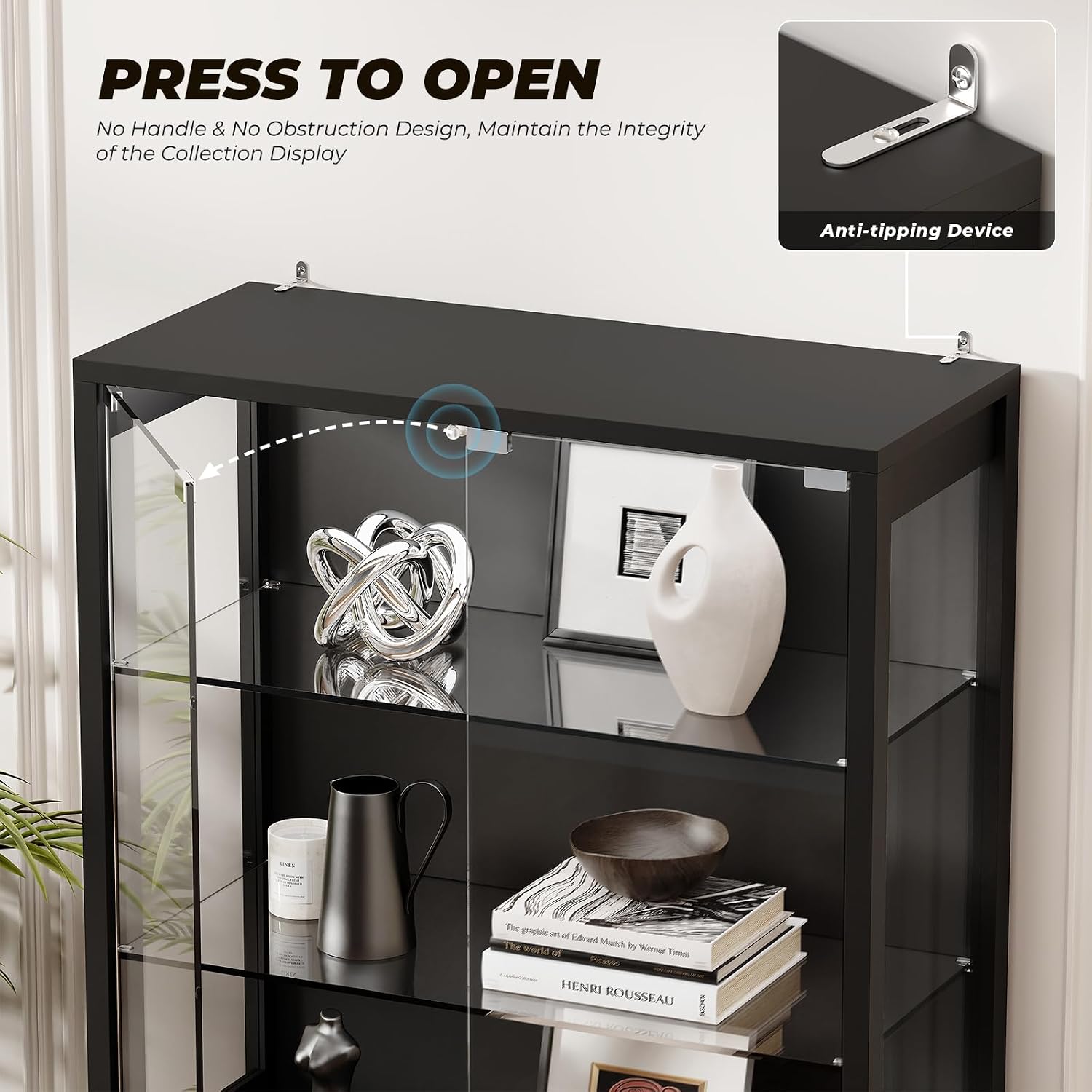 Thumbnail 3 de BROTTAR BD019B 71-Inch Display Cabinet with Glass Door, Adjustable Shelves and 3-Color Lights