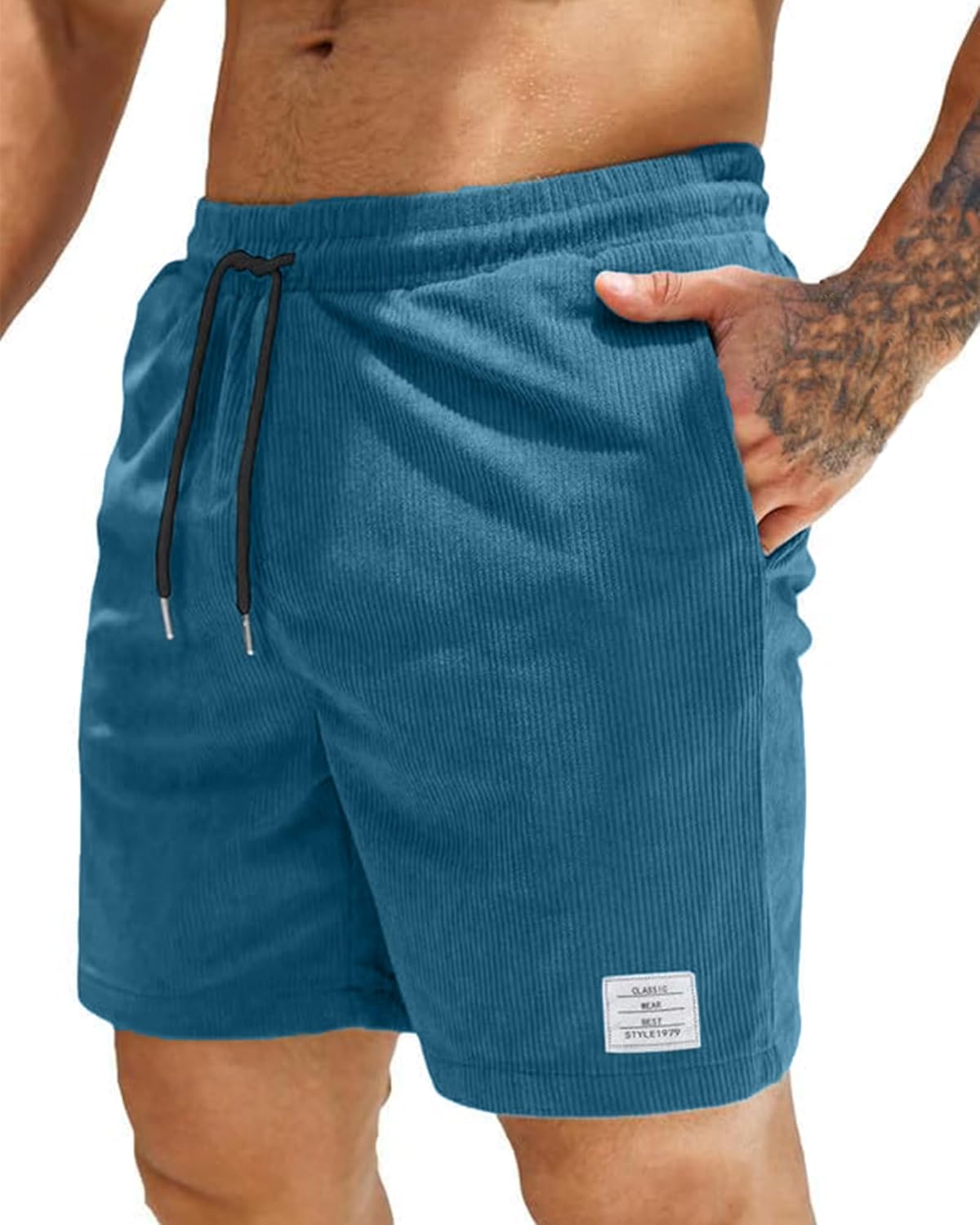 Thumbnail 6 de LVCBL Herren Shorts aus Corduroy mit Kordelbund – kurze Sommerhose mit Taschen