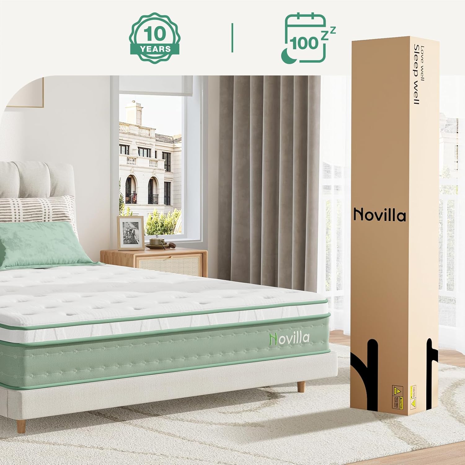 Thumbnail 6 de Novilla Double Bed Mattress (3-Zone Gel Memory Foam + Pocket Springs) 9.8 Inch Firm Hybrid, 135x190x25cm