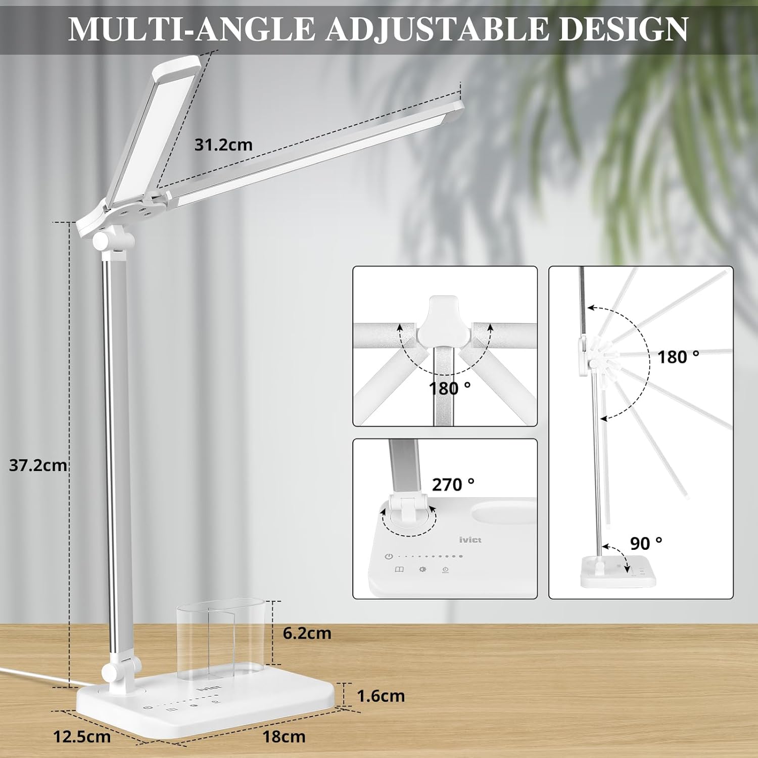 Thumbnail 3 de iVict Dual Swing Arm LED Schreibtischlampe