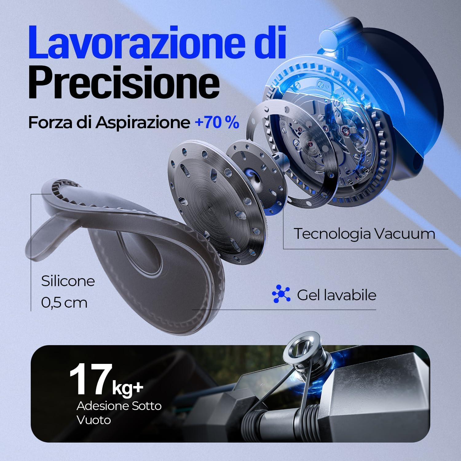 Detalle de LISEN Supporto Cellulare Auto MagSafe con ventosa 89+LBS e magnete, per iPhone e altri smartphone MagSafe