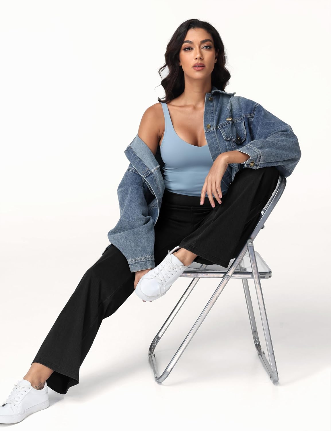 Thumbnail 6 de THE GYM PEOPLE Women's Stretch Baggy Jeans, Wide Leg, 4 Pockets