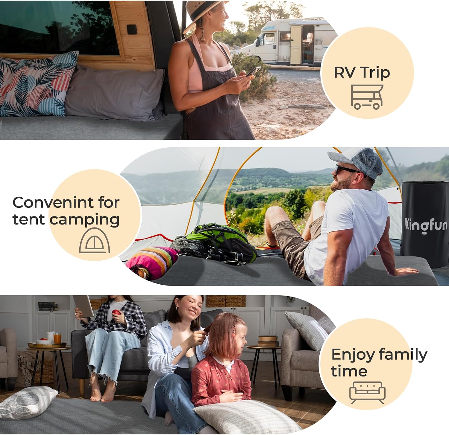 Thumbnail 6 de Kingfun 3 Inch CertiPUR-US Memory Foam Camping Mattress Pad