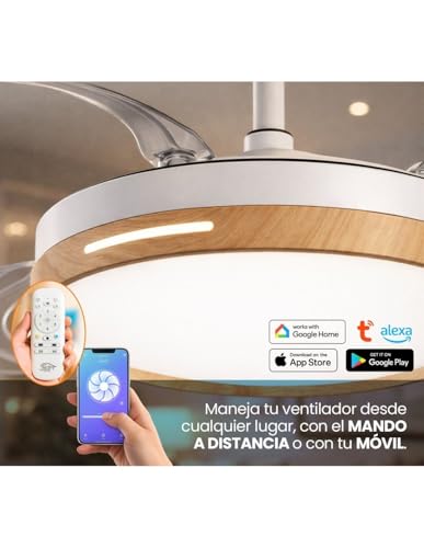 Detalle de Jardin202 Ventilador de Techo con aspas retráctiles y Luz LED regulable — 50 cm