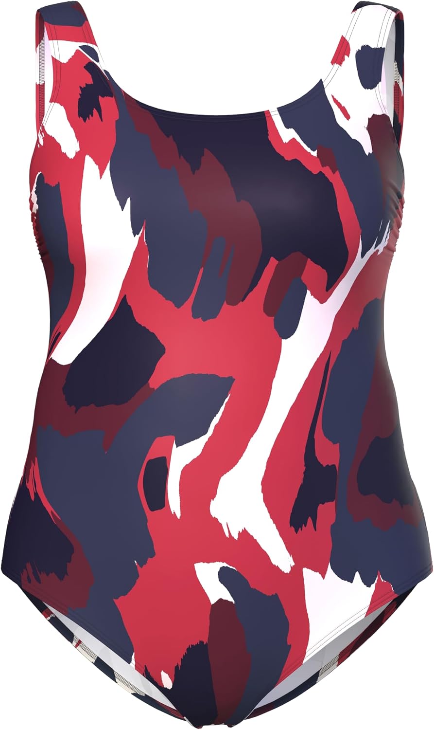 Detalle de Ulla Popken Femme Grandes Tailles Maillot de Bain sans Bonnets Souples, Décolleté Rond et Imprimé Taché