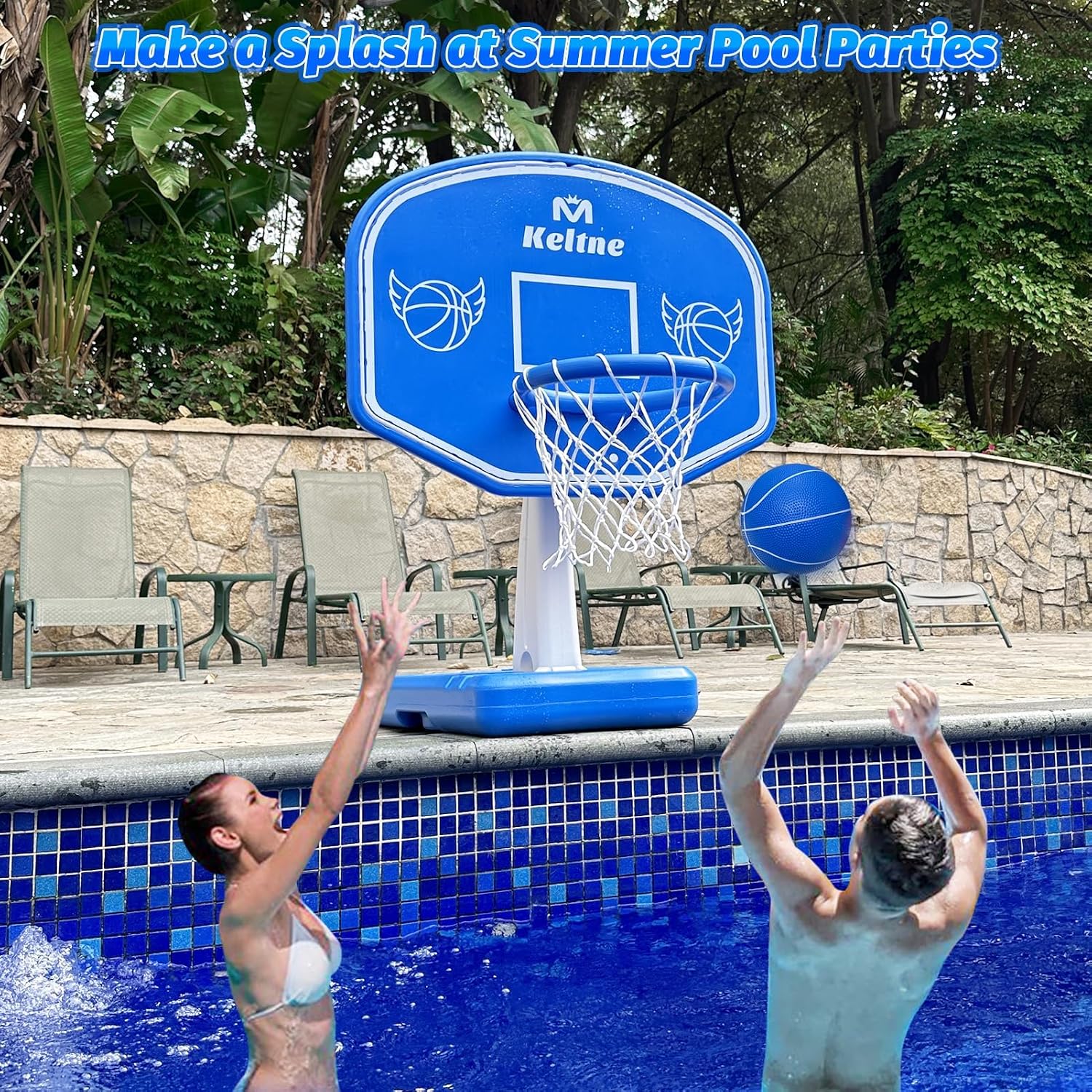 Thumbnail 6 de Dahivs Pool Basketball Hoop: Large Poolside Hoop Set for Water Games
