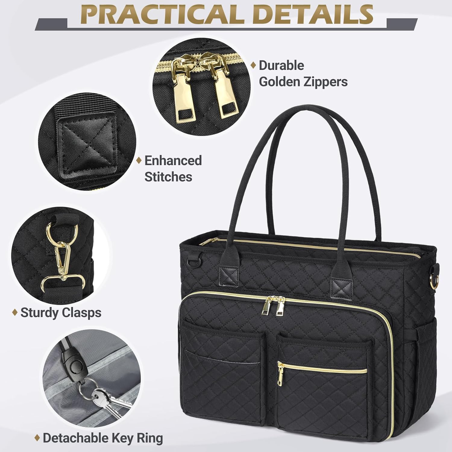 Thumbnail 6 de RAINSMORE Laptop Tote Bag for Women: 15.6-inch Laptop Briefcase with Insulated Pockets