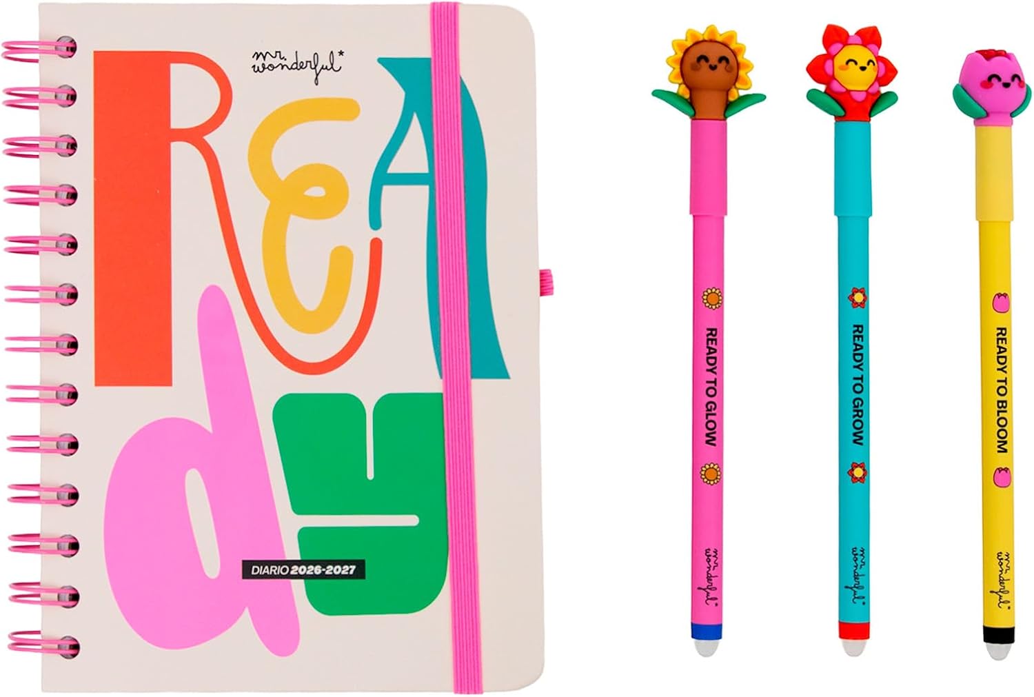 Detalle de Set diario scolastico Mr. Wonderful piccolo 2026-27: settimanale + 3 penne cancellabili Bo-Bo