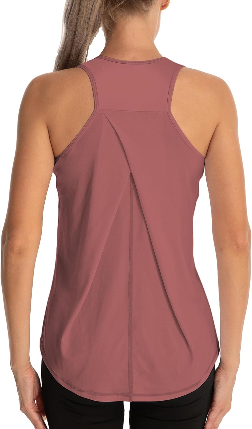 Detalle 2 de Dawnrole Damen Ärmelloses Gym-Top Racerback – atmungsaktives Yoga-Top aus Polyester/Elastan