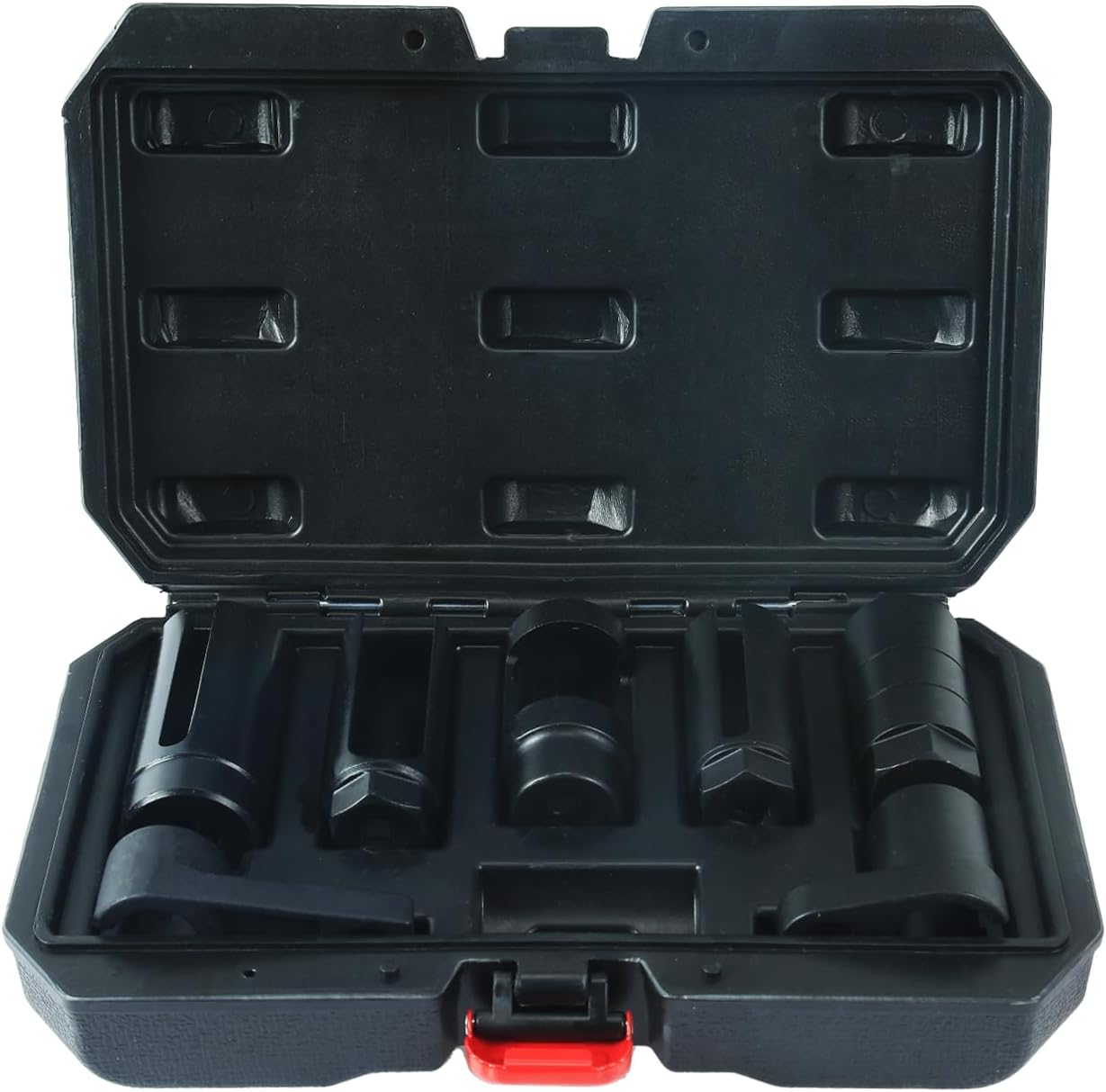Detalle 2 de CCLIFE 10tlg Lambdasonden Schlüssel-Set – 12-/3/8-Zoll Steckschlüssel, Chrom-Vanadium, schwarz brüniert