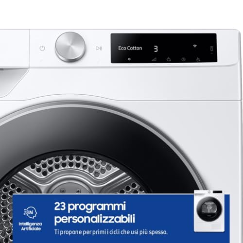Detalle de Samsung Asciugatrice AI Control DV90DG6845LE/U3, 9 kg – Pompa di Calore, Wi‑Fi, AI Dry+
