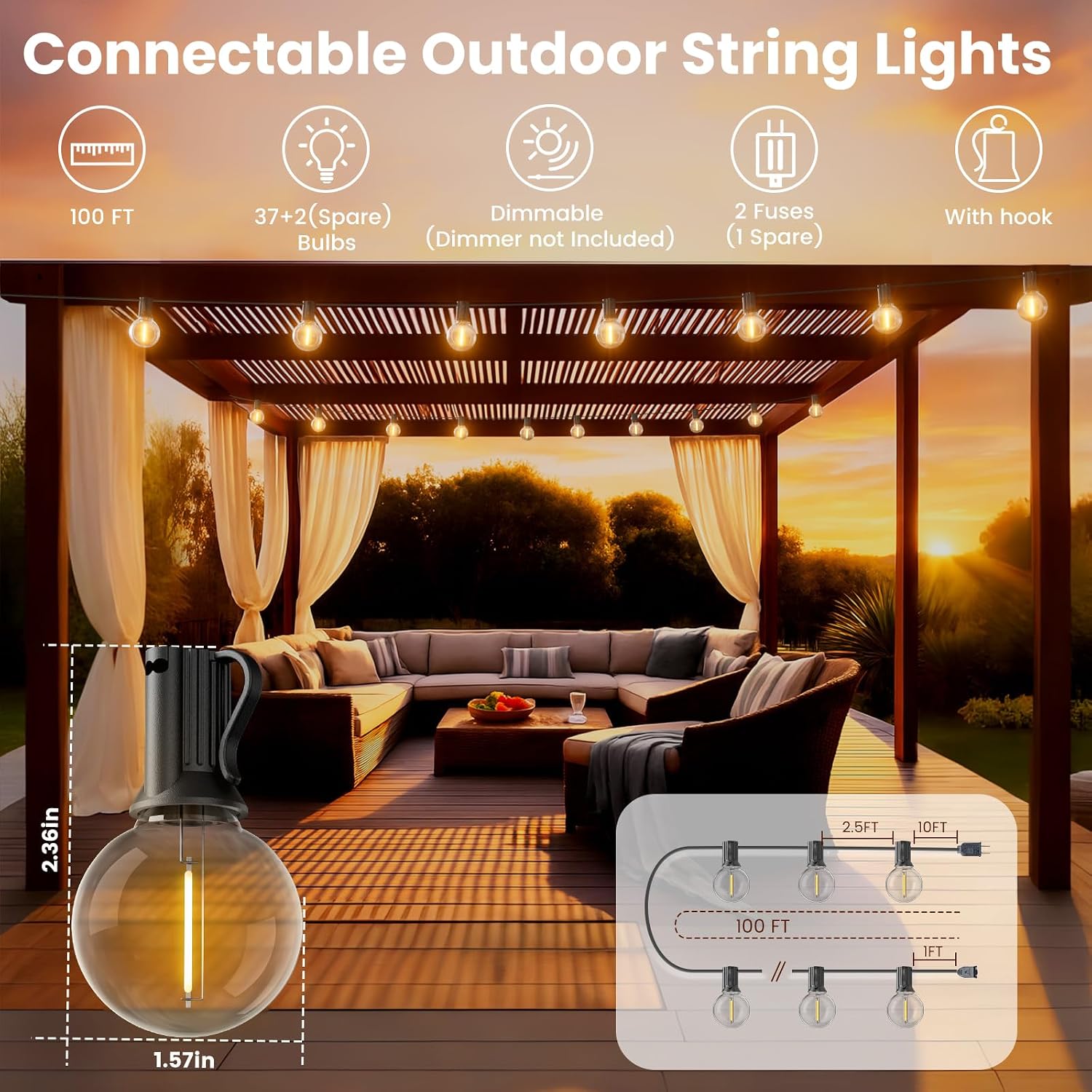Thumbnail 1 de RTTY Outdoor String Lights 100-Foot