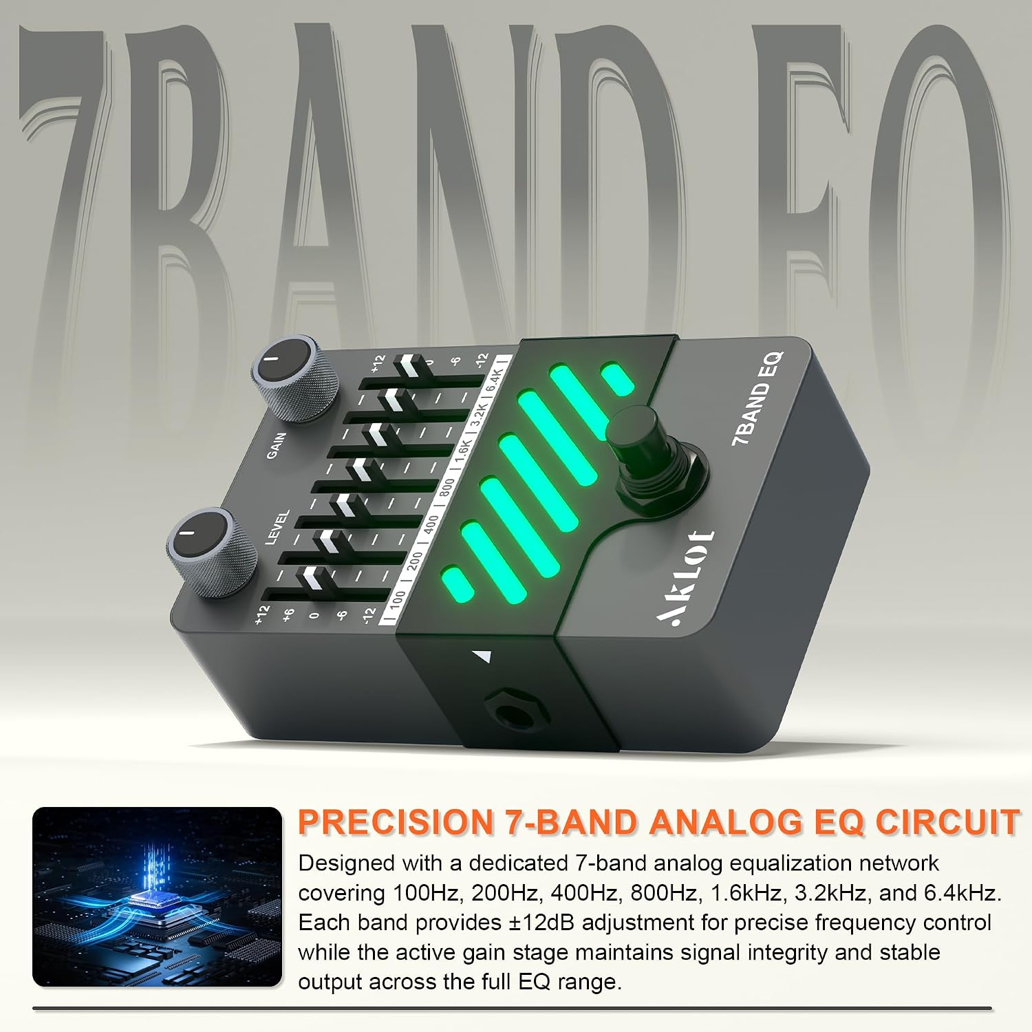 Detalle 2 de AKLOT Guitar Equalizer Pedal, 7-Band