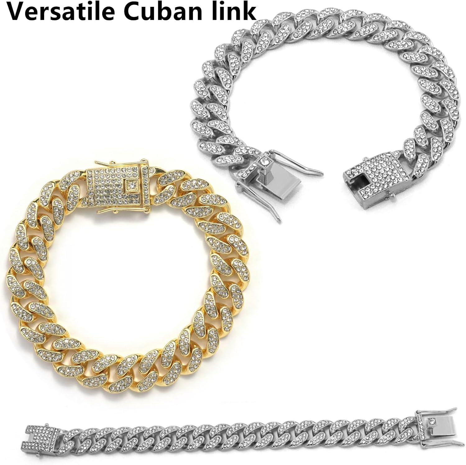 Thumbnail 4 de DKJEkdje 2 Pcs Diamond Cuban Cat Chain Collar with Rhinestones (10inch)