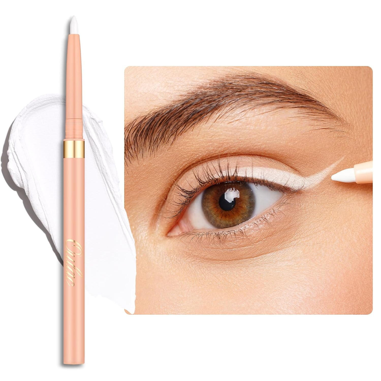 Detalle de OULAC Weiß Kajal und Eyeliner wasserfest „White Waves“ – wischfester Drehstift mit hoher Farbabgabe
